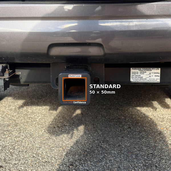 Standard 50mm square tow bar receiver on an Australian 4WD